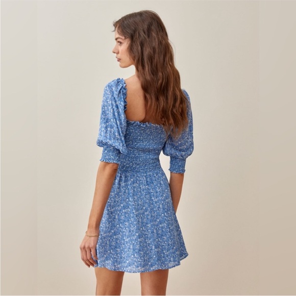 Reformation blue floral Elle mini dress in Suzette - Picture 2 of 8